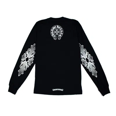 Pre-owned Chrome Hearts Men's  Neck Logo Floral Cross Long Sleeve T-shirt In Black