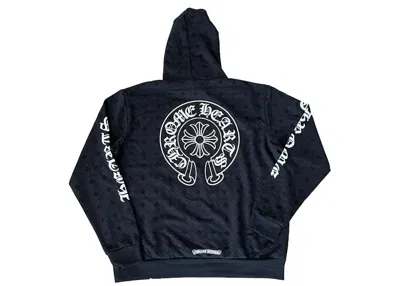 Pre-owned Chrome Hearts Men's  Plus Cross Allover Print With Horseshoe Logo Hoodie In Black