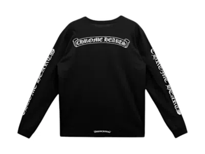 Pre-owned Chrome Hearts Men's  Scroll Logo Long Sleeve Pocket T-shirt In Black