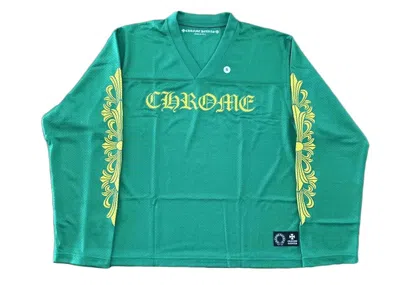 Pre-owned Chrome Hearts Men's  Sports Mesh Warm Up Jersey In Green/yellow In Multi