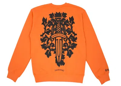 Pre-owned Chrome Hearts Men's  Vine Dagger Crewneck Sweatshirt In Orange/black In Multi