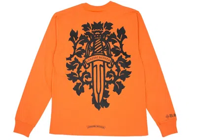 Pre-owned Chrome Hearts Men's  Vine Dagger Long Sleeve T-shirt In Orange/black