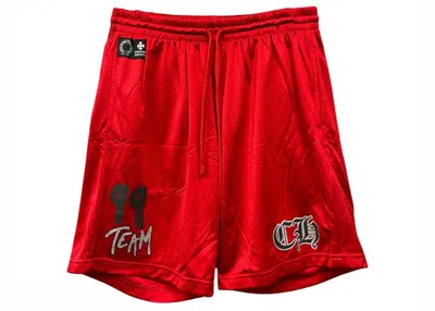 Pre-owned Chrome Hearts Men's  X Matty Boy "team" Mesh Warm Up Jersey Pants In Red