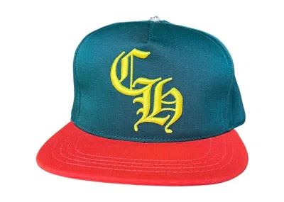 Pre-owned Chrome Hearts Miami Art Basel Exclusive Baseball Hat In Green/orange/gold