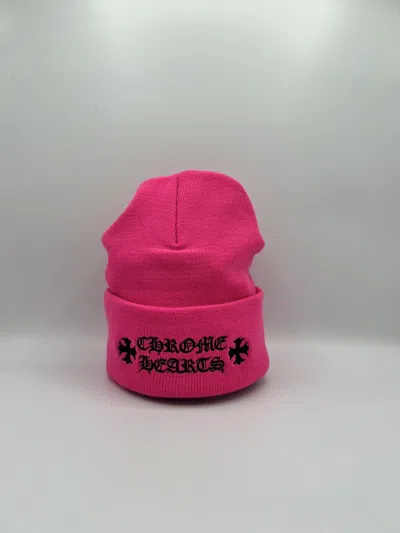 Pre-owned Chrome Hearts Miami Exclusive Pink Beanie In Black