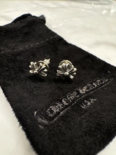Pre-owned Chrome Hearts Mini Cross Earrings Set In Silver