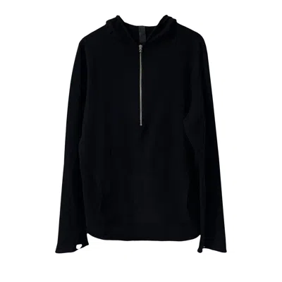 Pre-owned Chrome Hearts Mini Leather Cross Patch Cashmere Half Zip Hoodie 'black' | Men's Size L