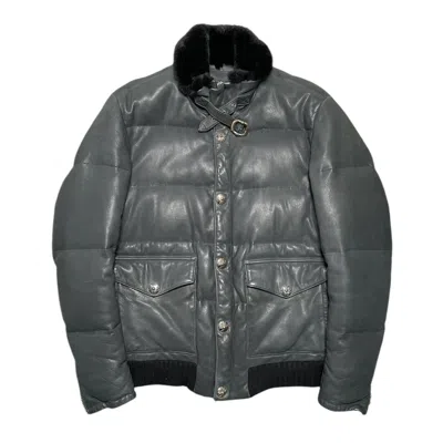 Pre-owned Chrome Hearts Mink Leather Down Jacket Black