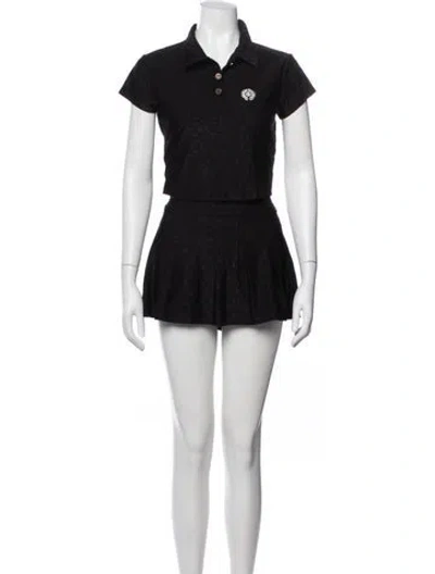 Pre-owned Chrome Hearts Monogram Cross Horseshoe Logo Leather Skirt Set In Black