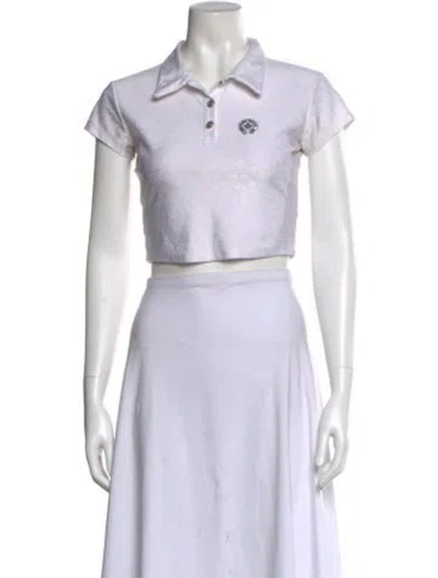 Pre-owned Chrome Hearts Monogram Cross Patterned Crop Top In White