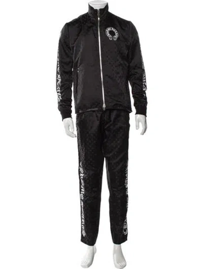 Pre-owned Chrome Hearts Monogram Track Suit Silk Lounge Set In Black