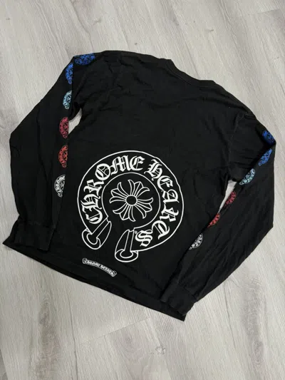 Pre-owned Chrome Hearts Multi Color Horse Shoe L/s Tee In Black