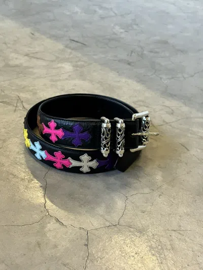 Pre-owned Chrome Hearts Multi Color Patches Roller Belt