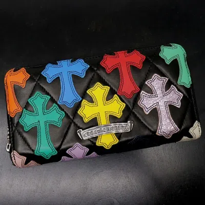 Pre-owned Chrome Hearts Multi Cross Zipper Wallet In Multicolor