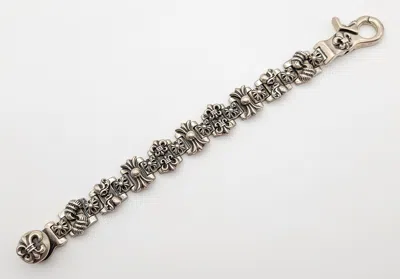 Pre-owned Chrome Hearts Multi-motif H-link Fleur Clasp Bracelet In Silver