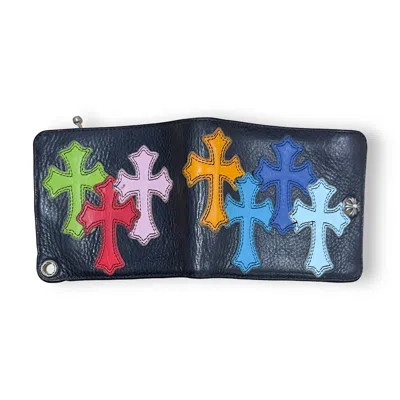 Pre-owned Chrome Hearts Multicolor Cross Patch Bifold Wallet In Black