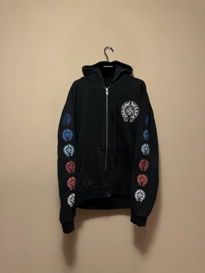 Pre-owned Chrome Hearts Multicolor Logo Zip Up Hoodie In Black