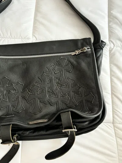 Pre-owned Chrome Hearts Multiple Cross Patches Messenger Bag In Black