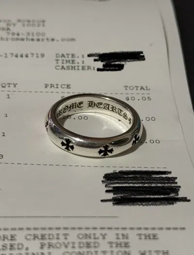 Pre-owned Chrome Hearts Negative Plus Band Ring 9.5 Us In Silver