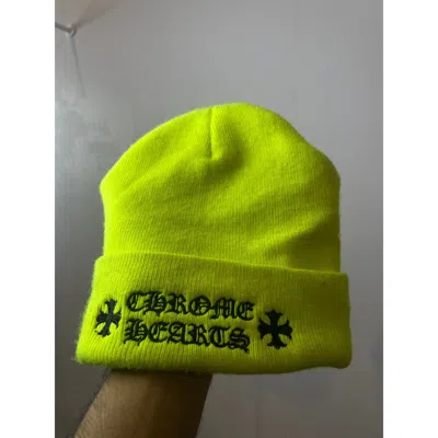 Pre-owned Chrome Hearts Neon & Black Beanie In Green