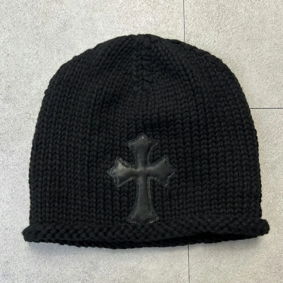 Pre-owned Chrome Hearts New  Cross Patch Beanie In Black