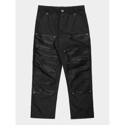Pre-owned Chrome Hearts Nylon & Leather Double Knee Work Pants In Black