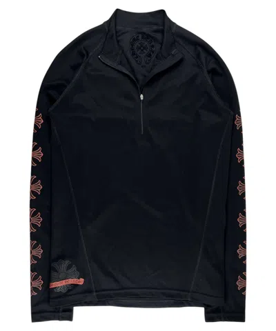 Pre-owned Chrome Hearts Orange Plus Mesh Quarter Zip Longsleeve Shirt In Black