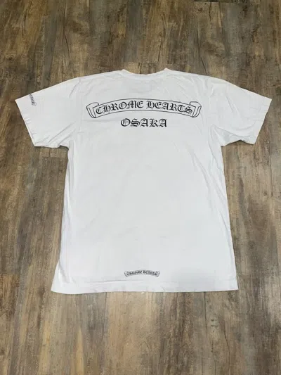Pre-owned Chrome Hearts Osaka Scroll Spell Out Logo White Pocket Tee