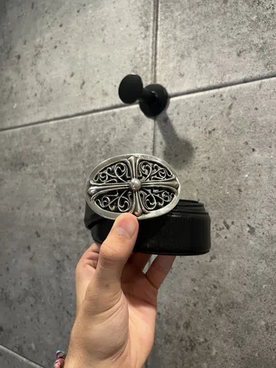 Pre-owned Chrome Hearts Oval Belt Buckle And Strap In Black