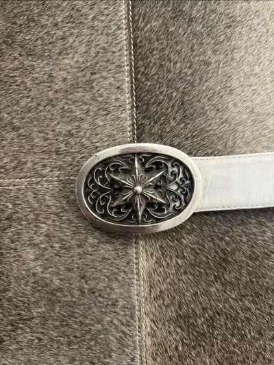 Pre-owned Chrome Hearts Oval Star Buckle And White Strap In Silver
