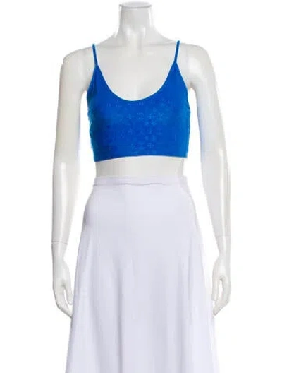 Pre-owned Chrome Hearts Patterned Scoop Neck Crop Top In Blue