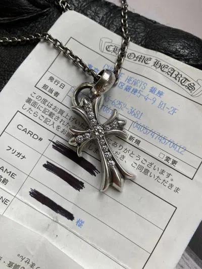 Pre-owned Chrome Hearts Pave Diamond Ch Small Cross Pendant Top