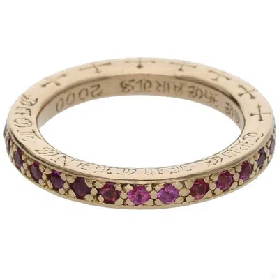 Pre-owned Chrome Hearts Pave Pink Sapphire Gold Ring - Size 6