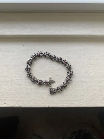 Pre-owned Chrome Hearts Pave Ruby Silver Tiny Plus Bracelet