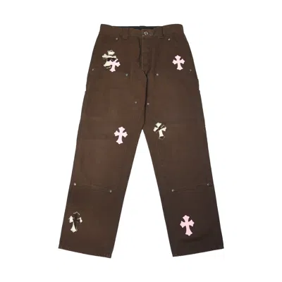Chrome Hearts Pink Cross Patch Carpenter Pants Brown