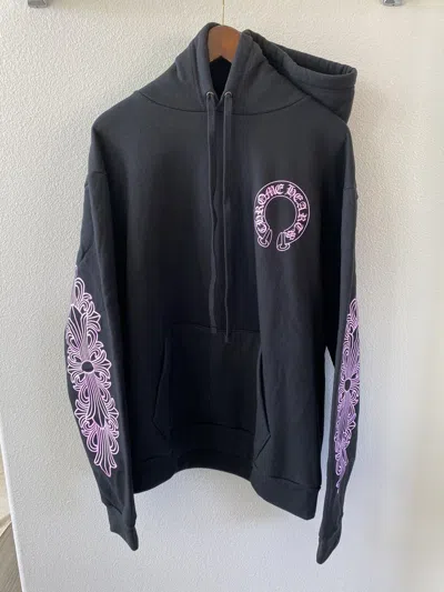 Pre-owned Chrome Hearts Pink Glitter Friends & Family Hoodie In Black