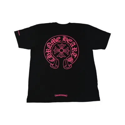 Chrome Hearts Pink Horseshoe Print T-shirts Black