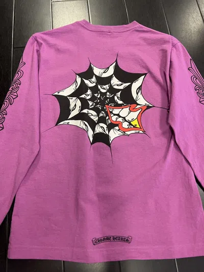 Pre-owned Chrome Hearts Pink Logo Tattoo Style Long Sleeve Tee Size S