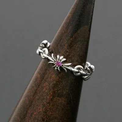 Pre-owned Chrome Hearts Pink Sapphire Tiny E Plus Ring