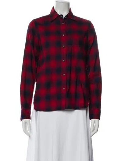 Pre-owned Chrome Hearts Plaid Print Long Sleeve Button-up Top In Red