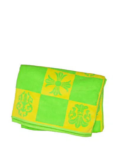 Chrome Hearts Plaid-pattern Beach Towel In Green