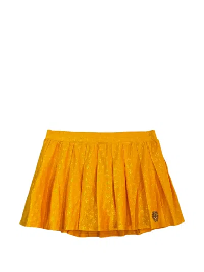 Chrome Hearts Pleated Monogram-pattern Skirt In Yellow