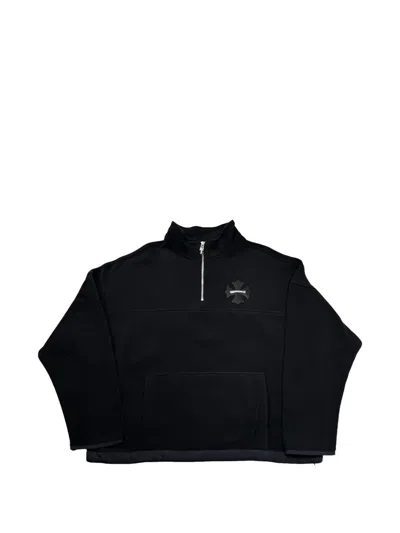 Chrome Hearts Plus Leather-patch Fleece Sweatshirt In Black