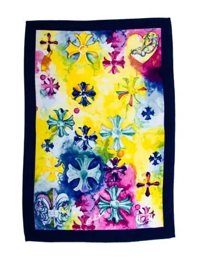 Pre-owned Chrome Hearts Plus Watercolor Beach Towel In Blue