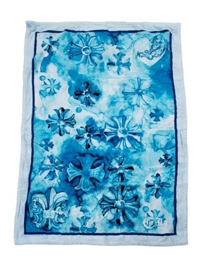 Pre-owned Chrome Hearts Plus Watercolor Beach Towel In Blue