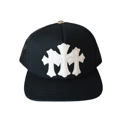 Chrome Hearts Pony Hair Cemetery Cross Patch Trucker Hat Black