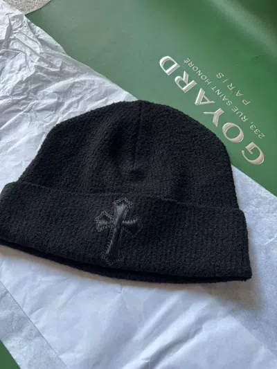 Pre-owned Chrome Hearts Pony Hair Cross Patch Beanie In Black
