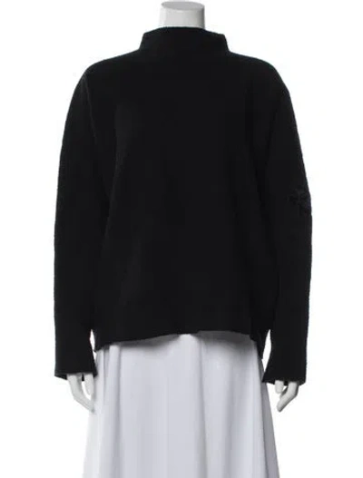Pre-owned Chrome Hearts Pony Hair Leather Cross Mock Neck Sweater In Black