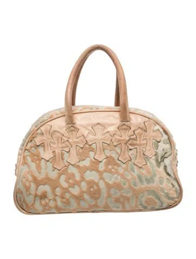 Pre-owned Chrome Hearts Ponyhair Cemetery Cross Bowler Bag In Neutrals