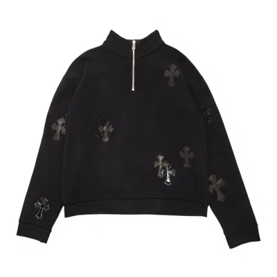 Pre-owned Chrome Hearts Ponyhair Cross Quarter Zip 'black'